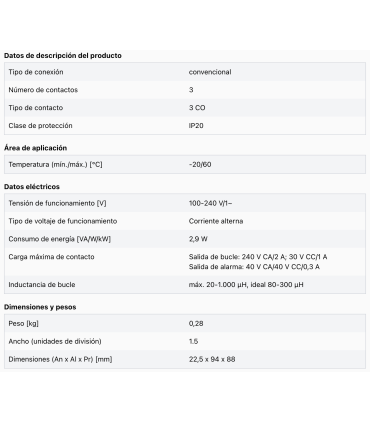 Control 403 Detector de bucle de inducción, 2 canales, 230 V-CA