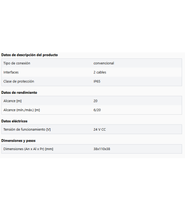 Barrera fotoeléctrica unidireccional Special 633 L