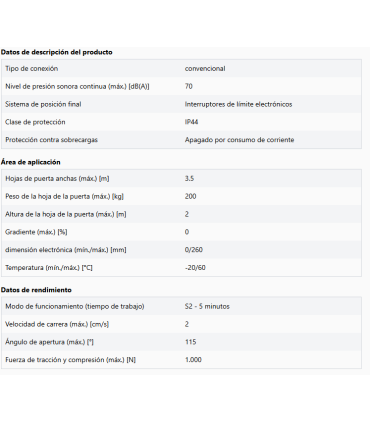 Kit Comfort 515 L para puertas batientes de 2 hojas hasta 3,5 m