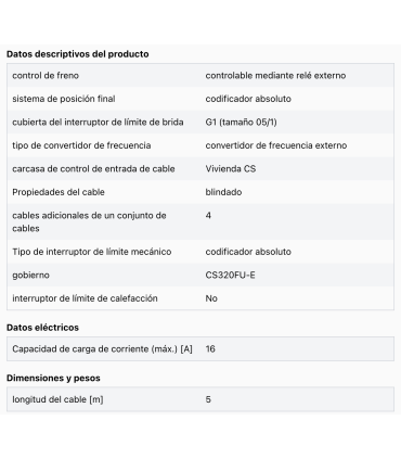Cable G1-CS-AWG-BR-CS320FUE-16A-5.0