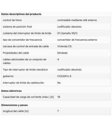 Cable G1-CS-AWG-BR-CS320FUE-16A-7.0
