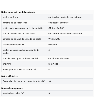 Cable G1-CS-AWG-BR-CS320FUE-16A-9.0