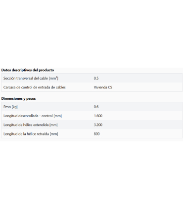 Cable en espiral de 5x0,25 mm² - 1,6 m