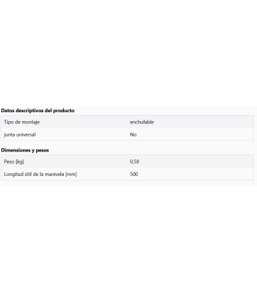 Manivela de 400 mm para D10/D20/FDF/FTA